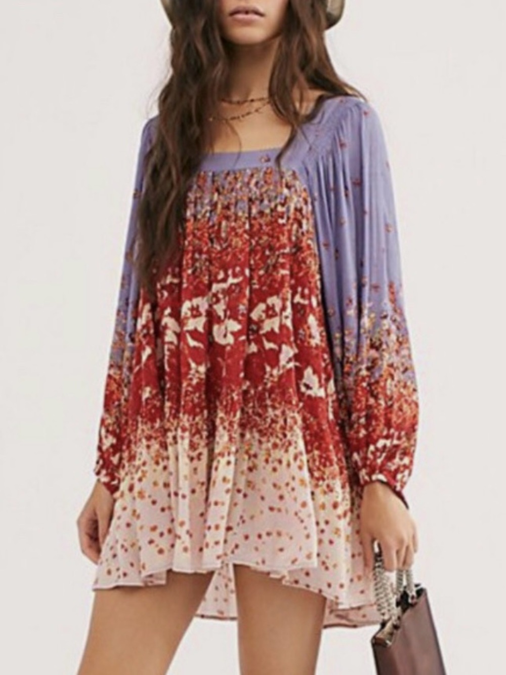 Free People Dress in Lavender and Red